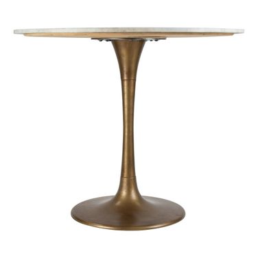 36 Inch Modern Marble Pedestal Bistro Table In White and Burnished Gold