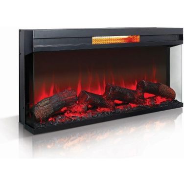 36 Inch Panoramic Log Fireplace Insert In Black