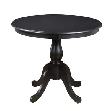36 Inch Rounded Solid Manufactured Wood and Solid Wood Pedestal Base Dining Table In Black