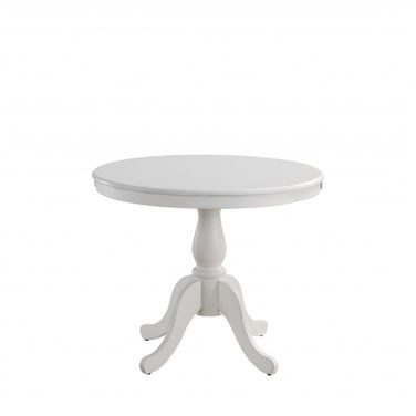 36 Inch Rounded Solid Manufactured Wood and Solid Wood Pedestal Base Dining Table In White