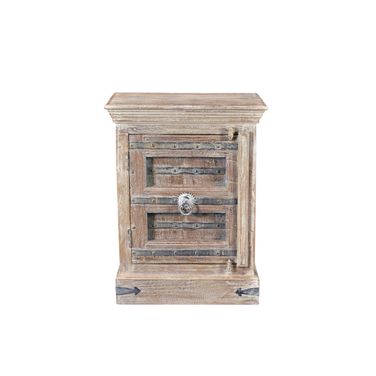 36 Inch Solid Wood Distressed Nightstand In White