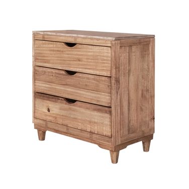36 Inch Solid Wood Three Drawer Chest In Natural