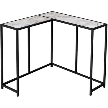 36 Inch White Marble Corner Console