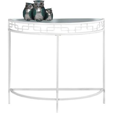 36 Inch White Metal Hall Console