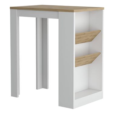 36 Inch Wood Kitchen Island with Storage In Natural and White