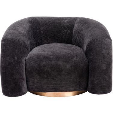 37 Inch Faux Shearling and Upholstered Arm Chair In Black and Gold