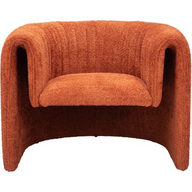 37 Inch Sherpa and Upholstered Tufted Arm Chair In Burnt Orange