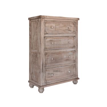 37 Inch Solid Wood Four Drawer Dresser In Natural