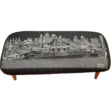 38 Inch Wool Ottoman In Black and Brown