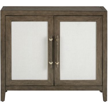 39 Inch 2-Door Rattan Media Cabinet In White and Brown