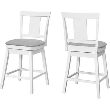 39 Inch Barstool Set Of 2 White Swivel Counter Height I 1233