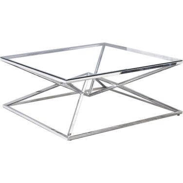 39 Inch Modern Tempered Glass Coffee Table In Silver