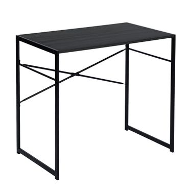 39 Inch Wood and Metal H-Shape Computer Desk In Black and Brown