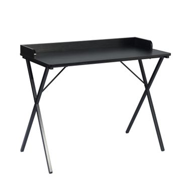 39 Inch Wood and Metal X-Shape Computer Desk In Black