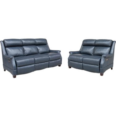 Warrendale Power Reclining Living Room Set w/ Power Headrests (Blue)