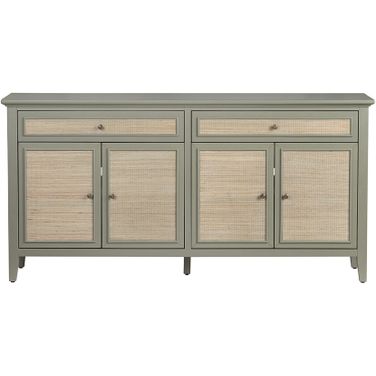 4-Door 2-Drawer Media Credenza/Sideboard In Brown and Green