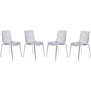 4 LeisureMod Astor Clear Plastic Dining Chairs