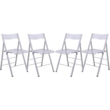 4 LeisureMod Menno Clear Acrylic Folding Chairs