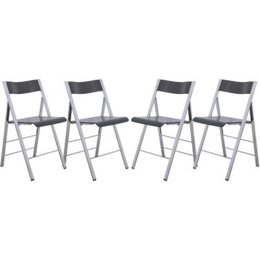 4 LeisureMod Menno Transparent Black Acrylic Folding Chairs