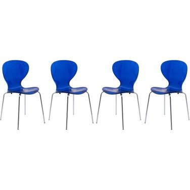 4 LeisureMod Oyster Transparent Blue Side Chairs