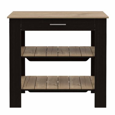40 Inch Kitchen Island with Storage In Black and Natural