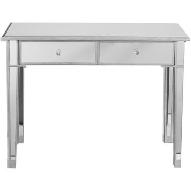 40 Inch Mirrored Glass Console Table and Drawers In Silver