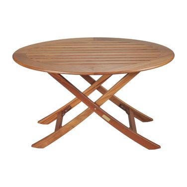 40 Inch Oval Solid Wood Folding Outdoor Side Table In Brown