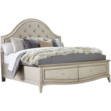 Starlite Silver Queen Upholstered Storage Panel Bed