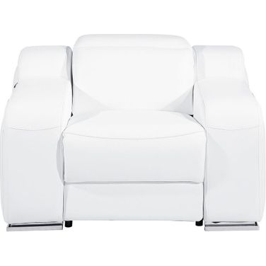 41 Inch Italian Leather Wall Hugger Recliner with USB In White