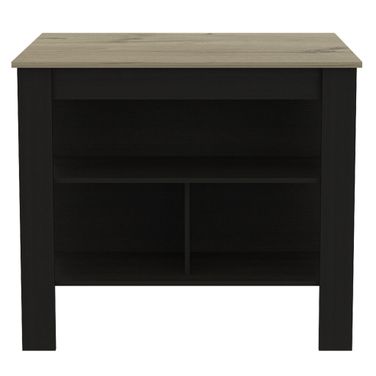 41 Inch Kitchen Island with Storage In Black and Natural
