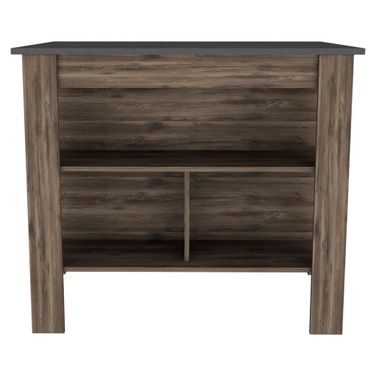41 Inch Kitchen Island with Storage In Brown and Dark Brown
