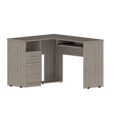 41 Inch L Shape Computer Desk with Two Drawers In Light Gray