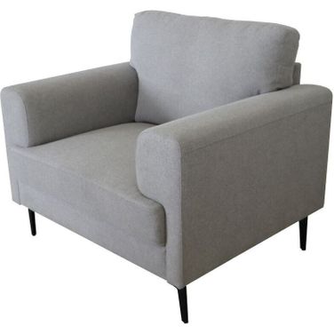 41 Inch Linen Arm Chair In Light Gray and Black