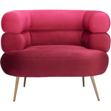 41 Inch Velvet and Upholstered Arm Chair In Gold and Red