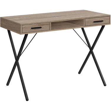 42 Inch Dark Taupe And Black Metal Compter Desk