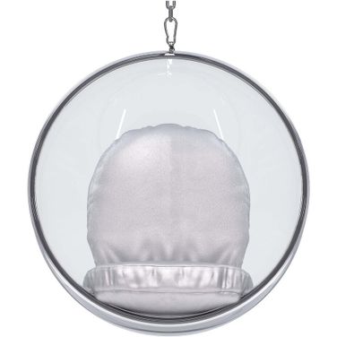42 Inch Faux Leather Balloon Chair In Silver