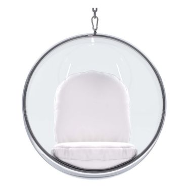 42 Inch Faux Leather Balloon Chair In White