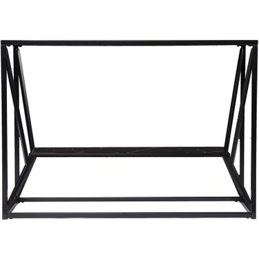 42 Inch Glass Frame Console Table with Shelves In Black