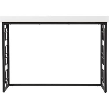 42 Inch Glass Sled Console Table In White and Black