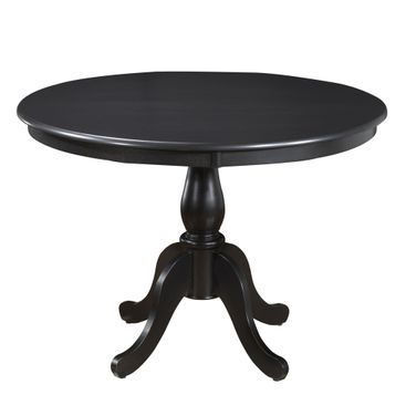 42 Inch Rounded Solid Manufactured Wood and Solid Wood Pedestal Base Dining Table In Black