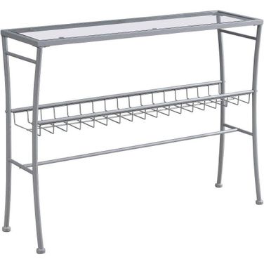42 Inch Silver Tempered Glass Hall Console