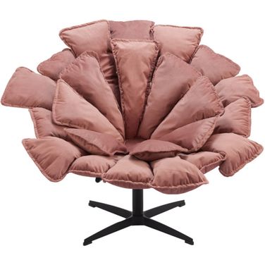 42 Inch Velvet and Upholstered Swivel Side Chair In Pink and Black