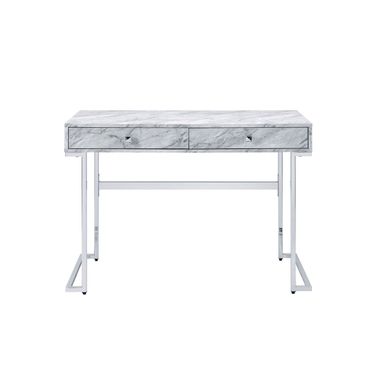 42 Inch Writing Desk with Two Drawers In White