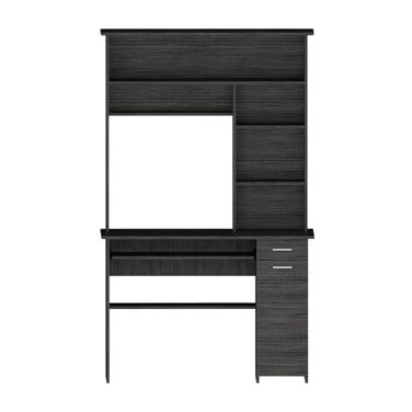 43 Inch Computer Desk with Hutch In Gray