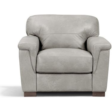 43 Inch Genuine Leather Arm Chair In Brown and Gray