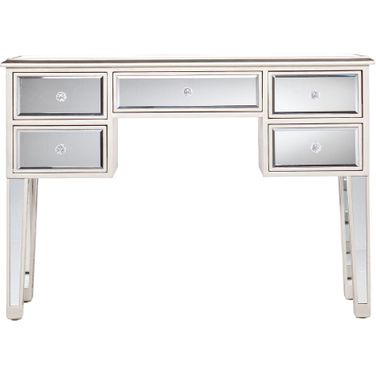 43 Inch Mirrored Glass Console Table and Drawers In Silver