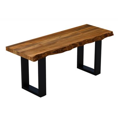 43 Inch Solid Wood Dining Bench In Black and Brown