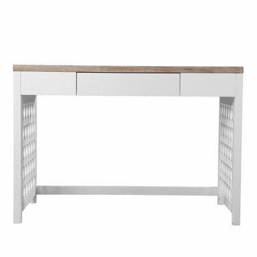 43 Inch Writing Desk with Three Drawers In Natural and White