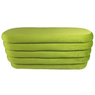 44 Inch Velvet Tufted Oval Ottoman In Green
