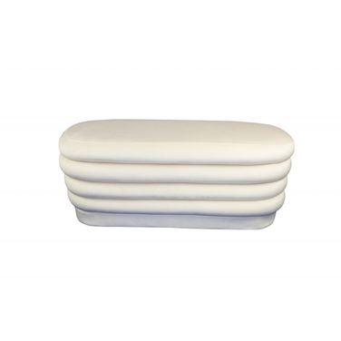 44 Inch Velvet Tufted Oval Ottoman In White